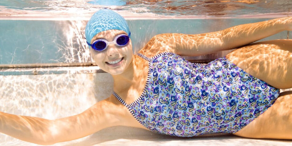 Swimmer wearing Dolfin swimwear.